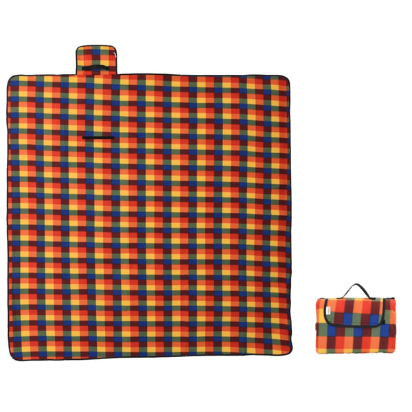Faltbare Picknickdecke, Mehrfarbig Kariert, 200x200 cm