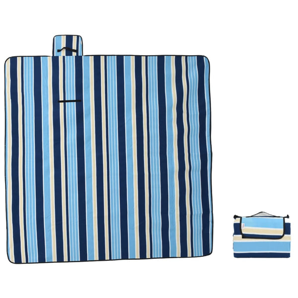 Faltbare Picknickdecke Blau-Weiß Gestreift 200x200 cm