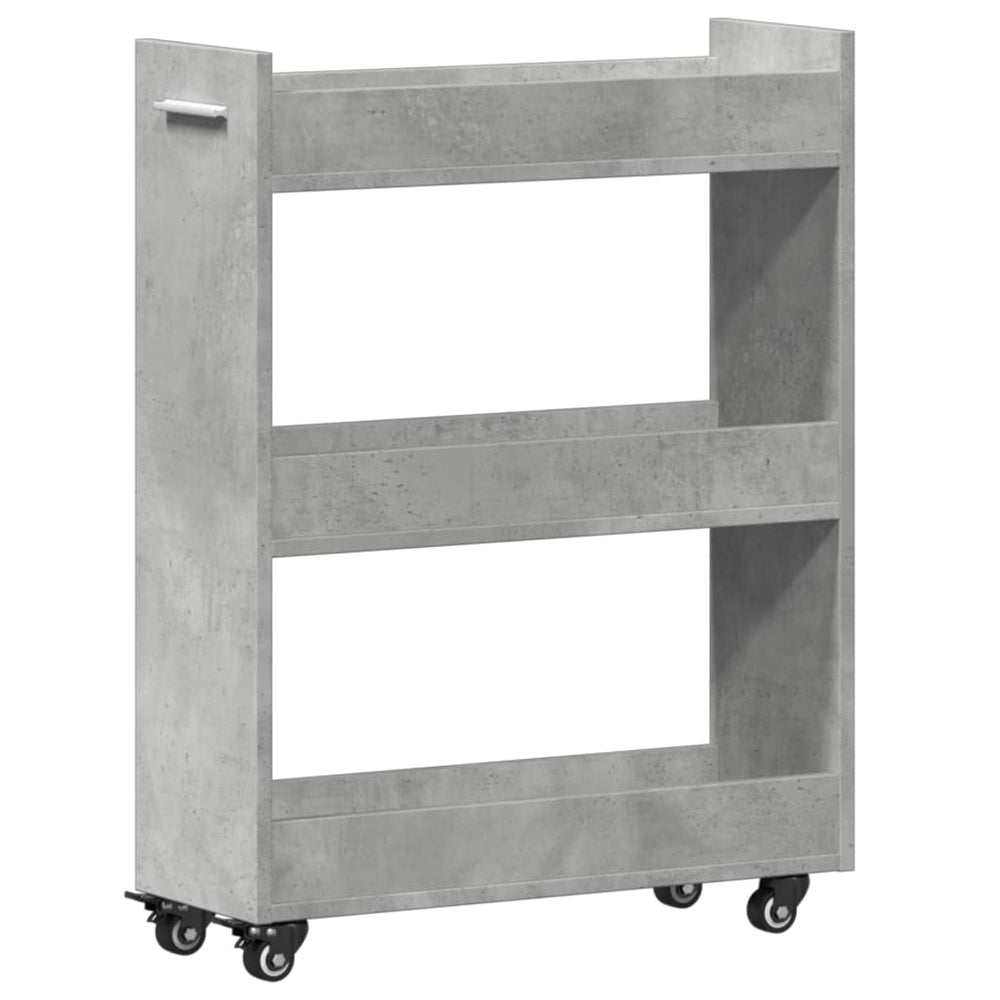 vidaXL Armoire à roulettes gris béton 60x22x79 cm bois d'ingénierie