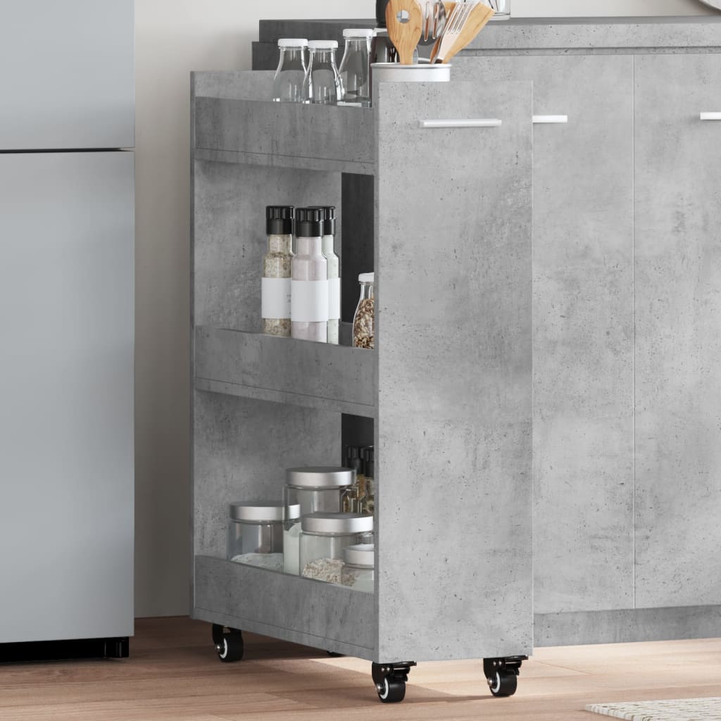 Rollbarer Schrank Betongrau 60x22x79 cm