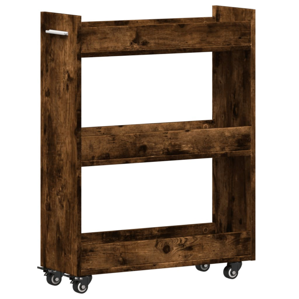 vidaXL Armoire à roulettes chêne fumé 60x22x79 cm Bois d'ingénierie