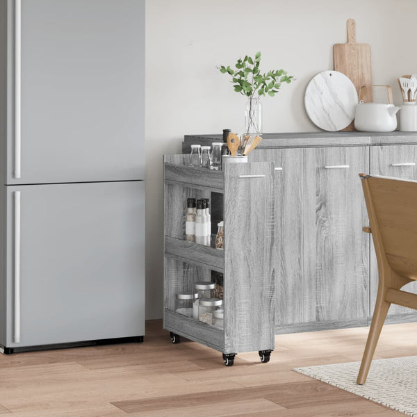 Rollbarer Schrank Grau Sonoma 60x22x79 cm
