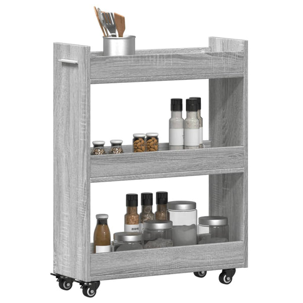 Rollbarer Schrank Grau Sonoma 60x22x79 cm