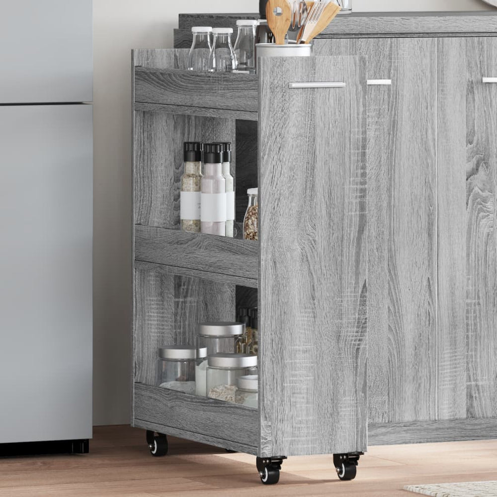 Rollbarer Schrank Grau Sonoma 60x22x79 cm