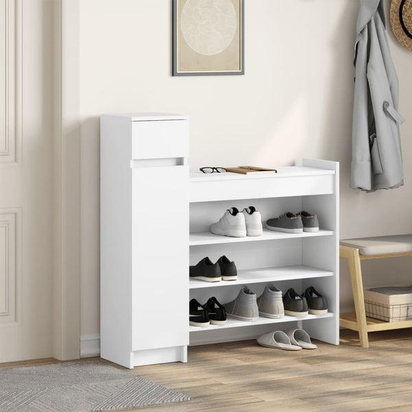 Weißer Schuhschrank mit Schublade, 100,5 cm