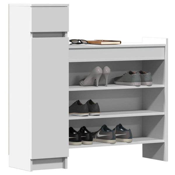 Weißer Schuhschrank mit Schublade, 100,5 cm
