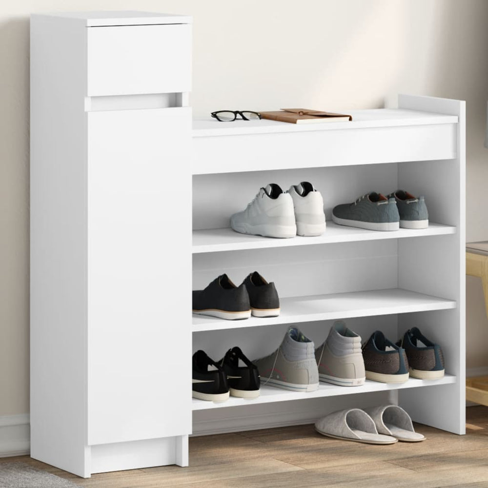 Weißer Schuhschrank mit Schublade, 100,5 cm