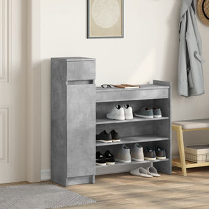 Betongrauer Schuhschrank aus Holz