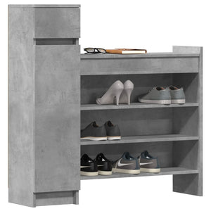 Betongrauer Schuhschrank aus Holz