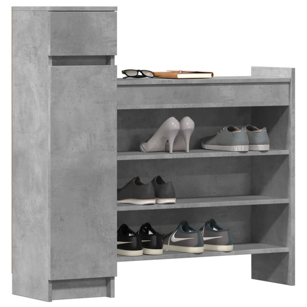 Betongrauer Schuhschrank aus Holz