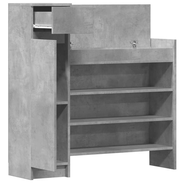 Betongrauer Schuhschrank aus Holz