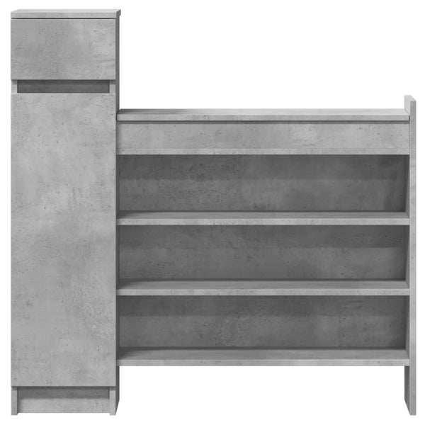 Betongrauer Schuhschrank aus Holz