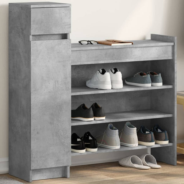 Betongrauer Schuhschrank aus Holz