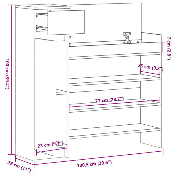 Schuhschrank Räuchereiche Holzwerkstoff