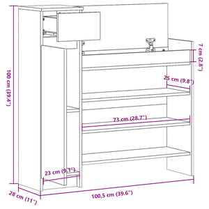 Grauer Schuhschrank Sonoma, 100,5 cm