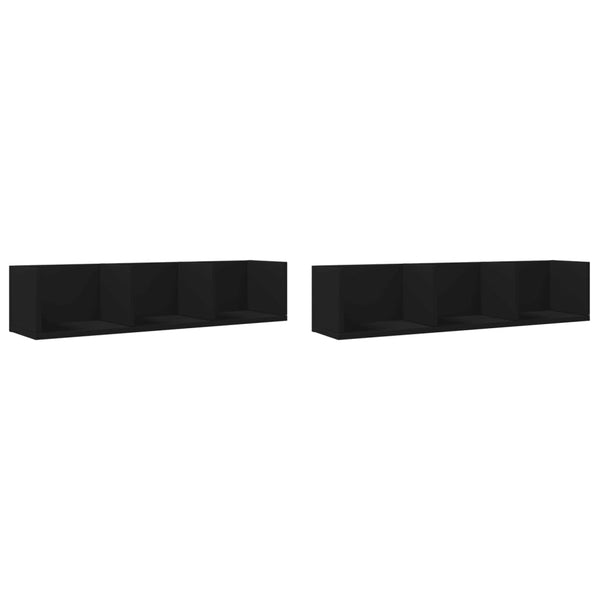 Wandschränke Schwarz 75x18x16,5 cm, 2er-Set