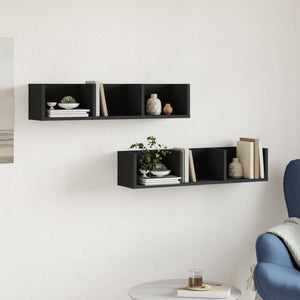 Wandschränke Schwarz 75x18x16,5 cm, 2er-Set