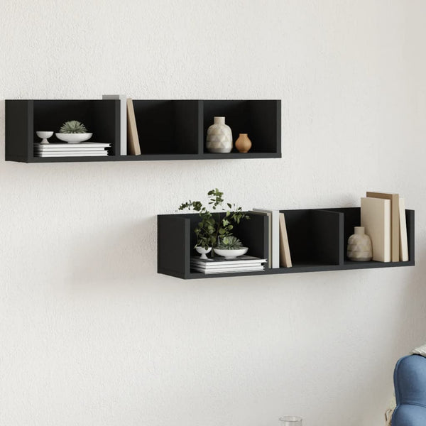 Wandschränke Schwarz 75x18x16,5 cm, 2er-Set