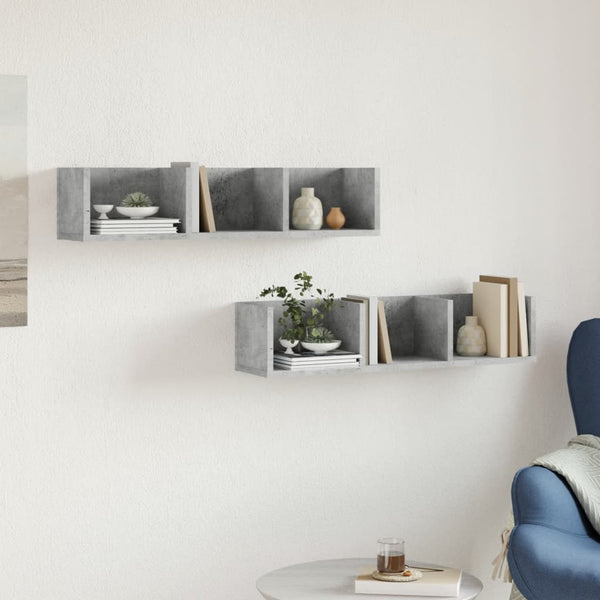 Wandschränke 2er Set Betongrau 75x18x16,5 cm