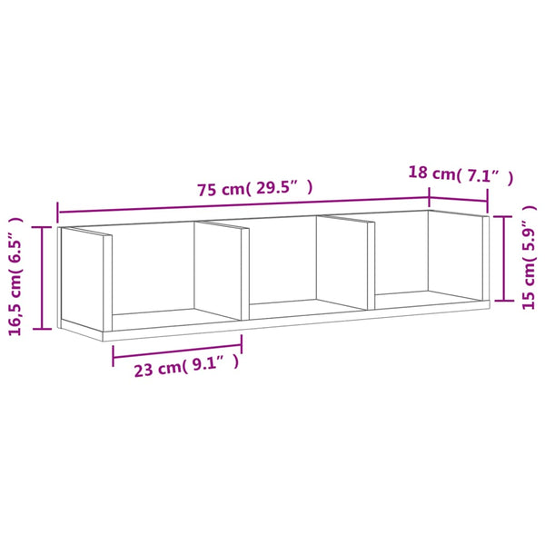 Wandschränke 2er Set Betongrau 75x18x16,5 cm