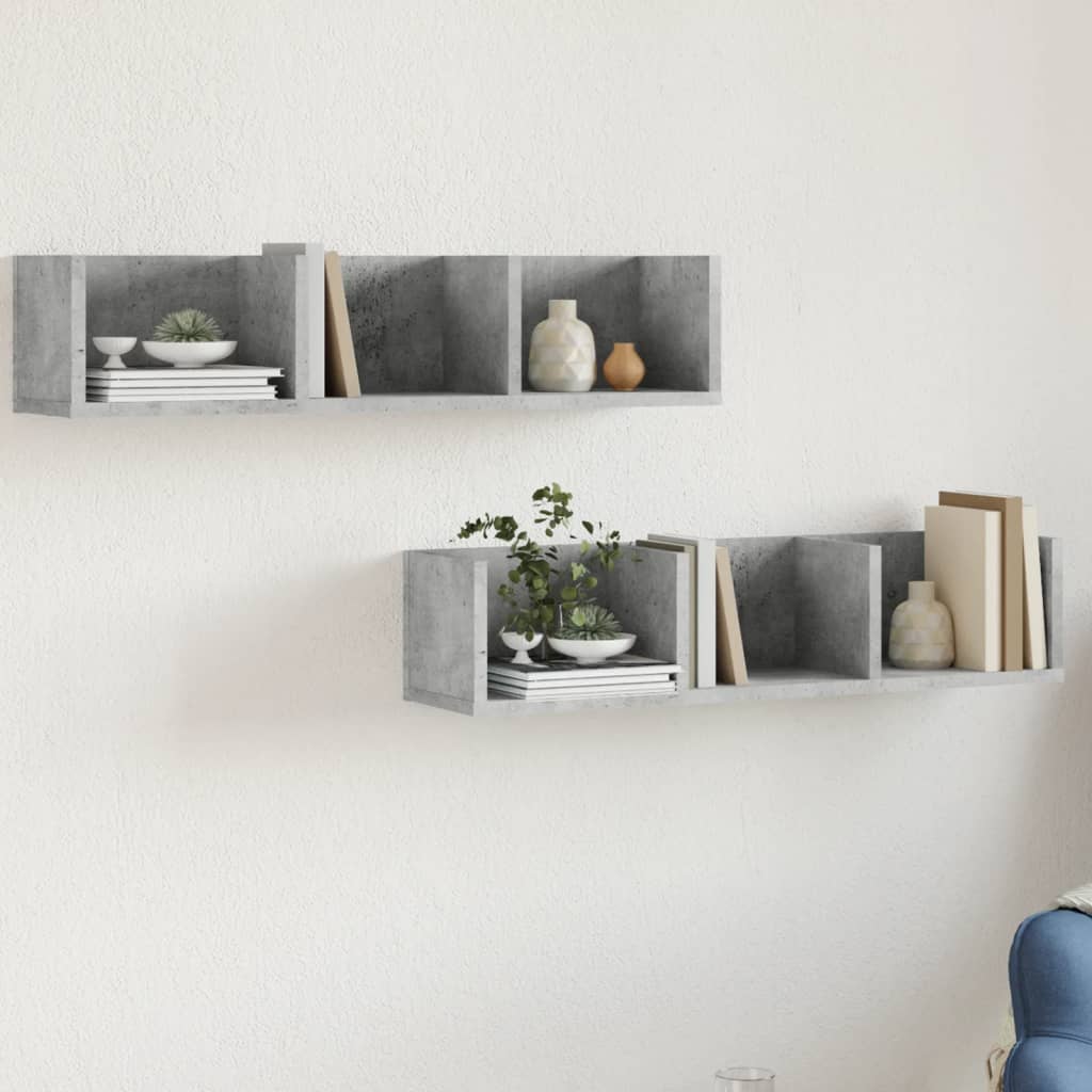 Wandschränke 2er Set Betongrau 75x18x16,5 cm