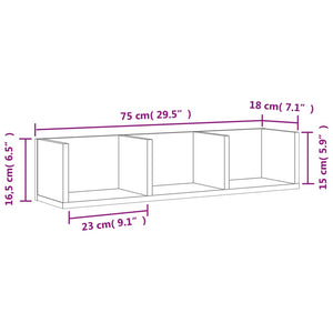 Wandschränke 2er Set Eichenoptik 75x18 cm