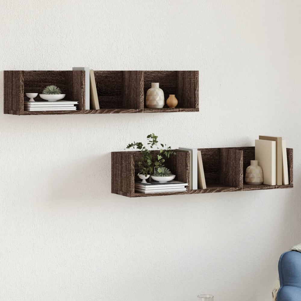 Wandschränke 2er Set Eichenoptik 75x18 cm