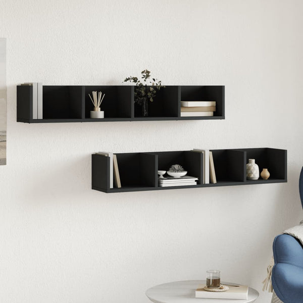 Schwarze Wandschränke, 2er-Set