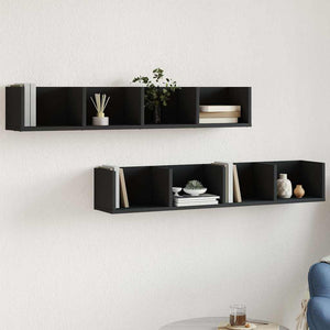 Schwarze Wandschränke, 2er-Set