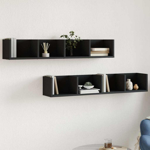 Schwarze Wandschränke, 2er-Set