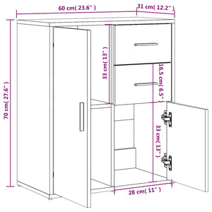 Sideboard Weiß 60x31x70 cm