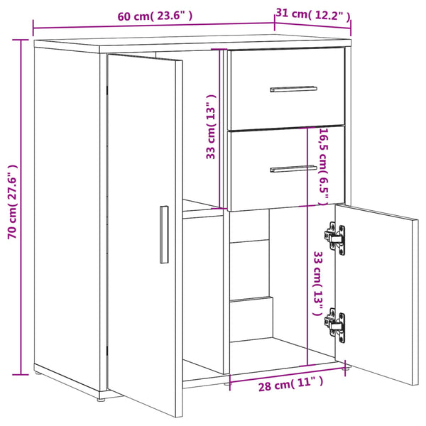 Sideboard Grau Sonoma-Eiche 60 cm