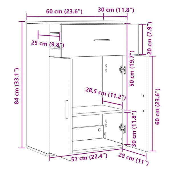 Weißes Sideboard 60x30x84 cm