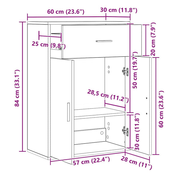 Sideboard Braun Eichenoptik 60x30x84 cm
