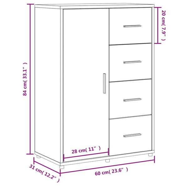 Betongraues Sideboard 60 cm