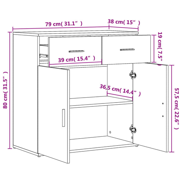 Sideboard Grau Sonoma 79x38x80 cm