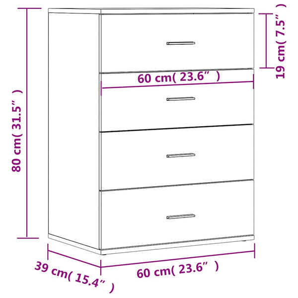 Sideboard Grau Sonoma 60x39x80 cm