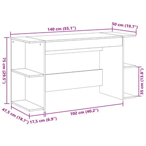 Schreibtisch Betongrau 140 cm