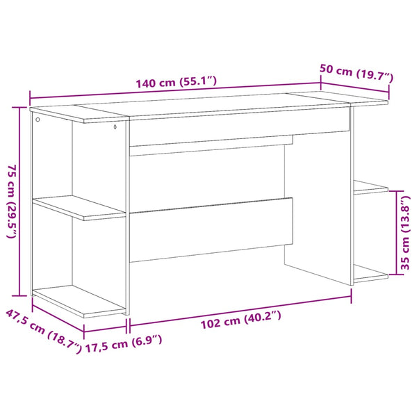 Schreibtisch Räuchereiche 140 cm