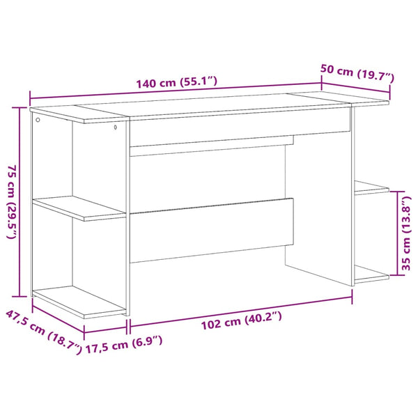 Schreibtisch Grau Sonoma 140 cm