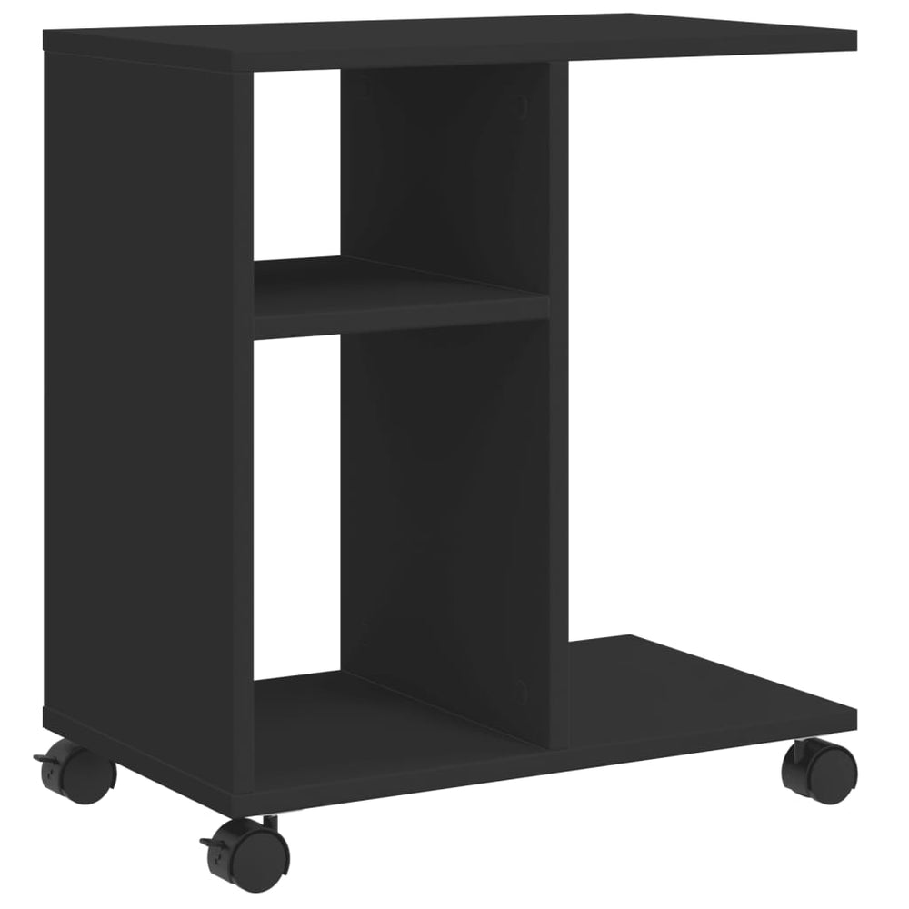 Schwarzer Beistelltisch mit Rollen 50x30x55 cm