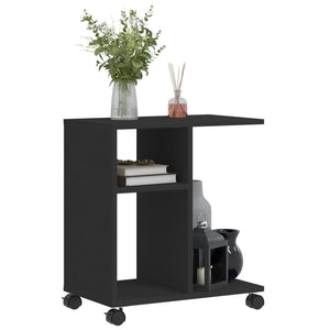 Schwarzer Beistelltisch mit Rollen 50x30x55 cm