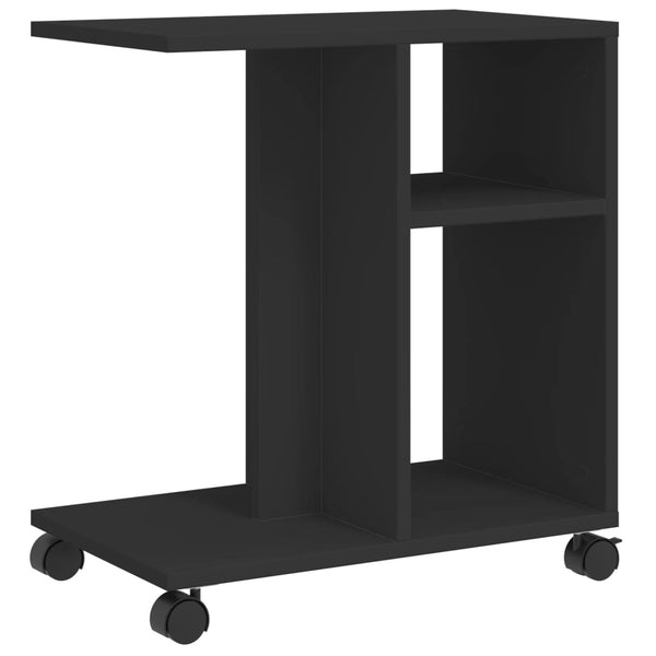 Schwarzer Beistelltisch mit Rollen 50x30x55 cm