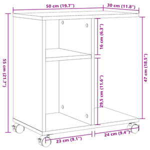 Beistelltisch Sonoma-Eiche mit Rollen 50x30x55 cm
