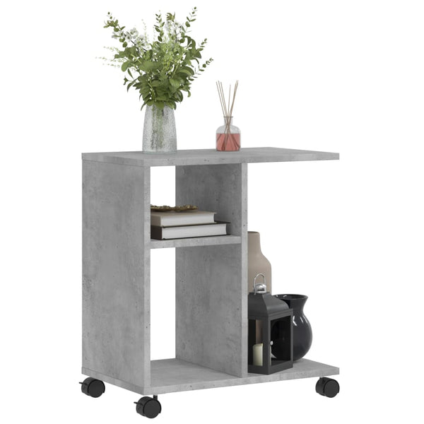 Beistelltisch Betongrau mit Rollen 50x30x55 cm