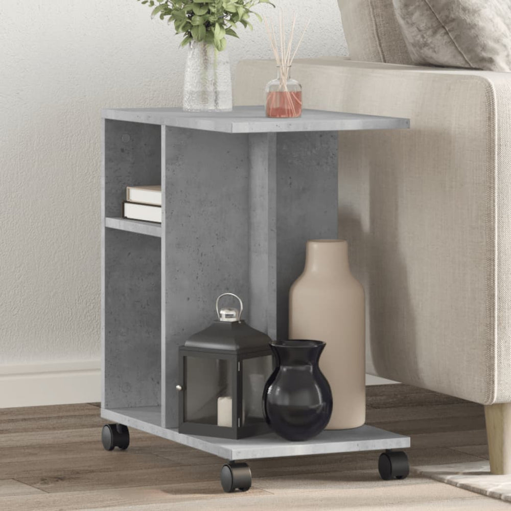 Beistelltisch Betongrau mit Rollen 50x30x55 cm
