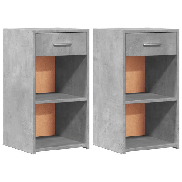 vidaXL Tables de chevet 2 pcs gris béton 35x34x65 cm bois d'ingénierie