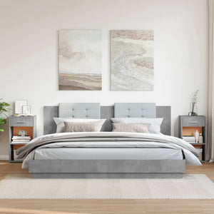 vidaXL Tables de chevet 2 pcs gris béton 35x34x65 cm bois d'ingénierie