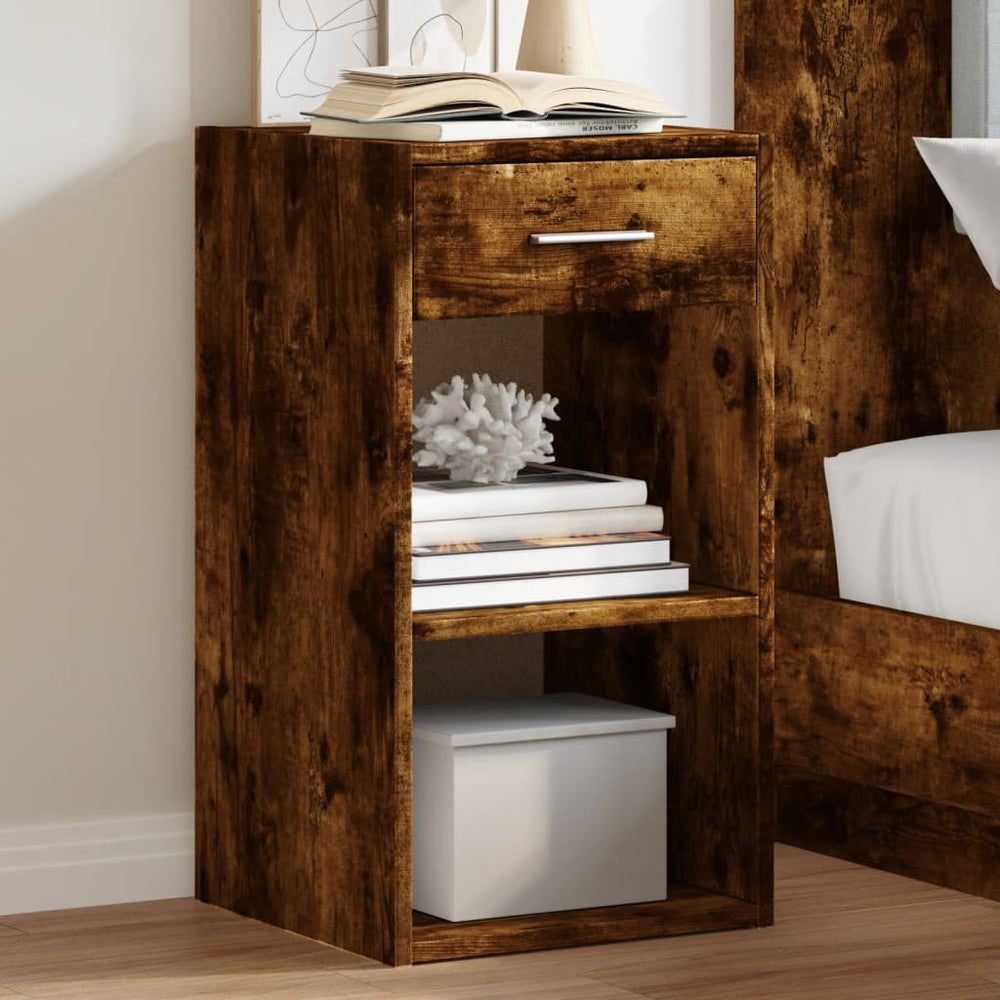 vidaXL Nightstand Smoked Oak 35x34x65 cm Engineered Wood