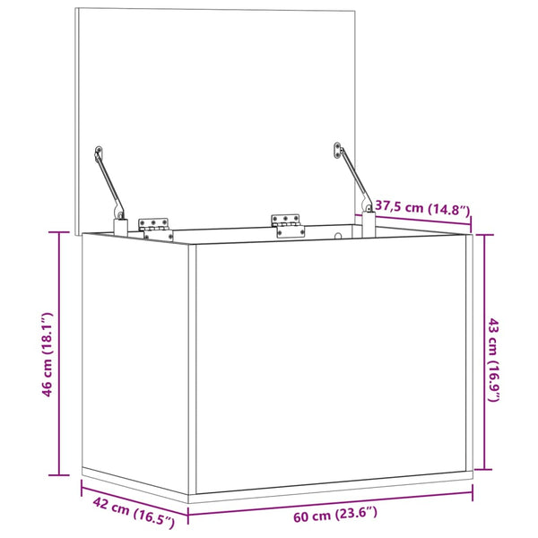vidaXL Coffre chêne fumé 60x42x46 cm Bois d'ingénierie
